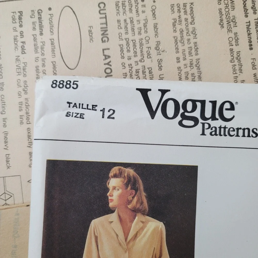 Vintage Vogue 8885 Sewing Pattern Misses Dress Notch Collar Size 12 Uncut